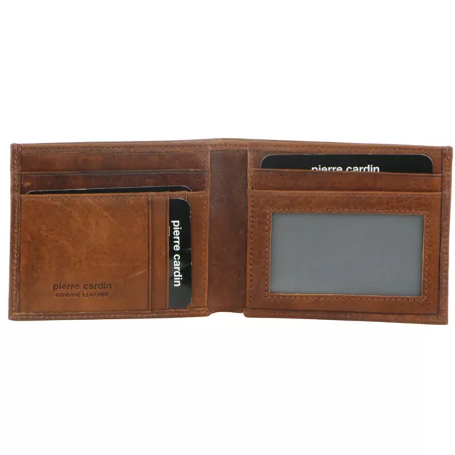 Pierre Cardin Men's Genuine Italian Soft RFID Bifold Slim Wallet - Cognac