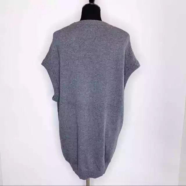 Milly gray lambswool blend leather trim sweater dress / tunic size Small 2