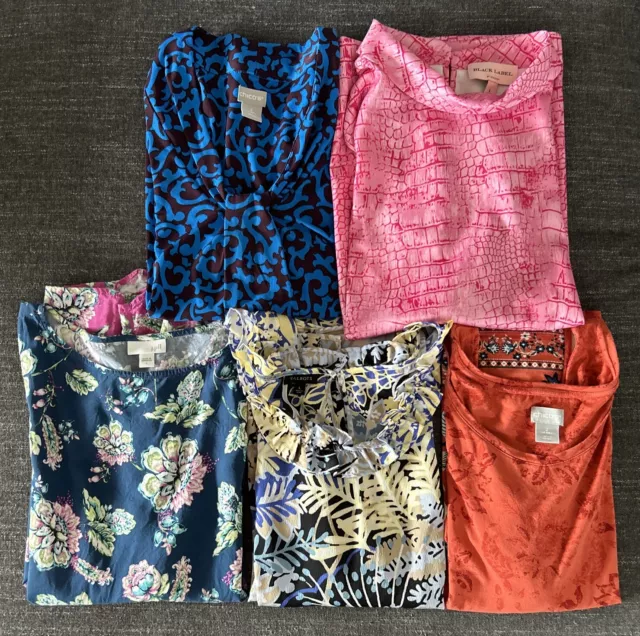 Lot Of 5 Women’s Sleeveless Tops Sz Large Chico’s J.Jill Talbots Colorful EUC