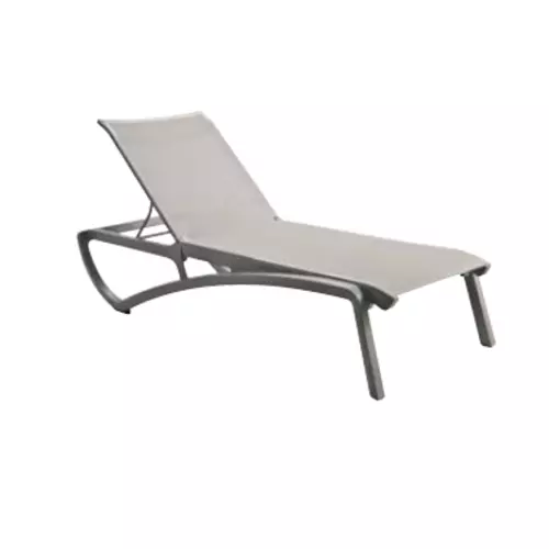 Grosfillex UT740289 Sunset Gray Fabric Outdoor Stacking Chaise Lounge - 12 Each