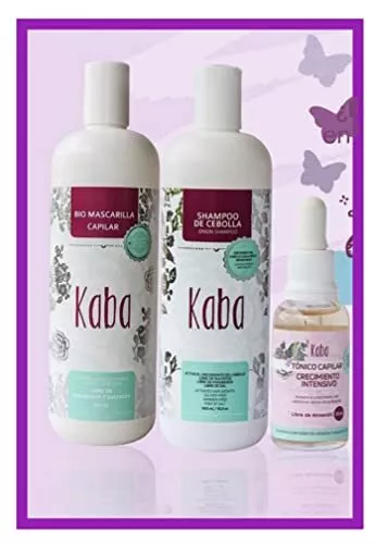 Kit de Crecimiento Kaba Máximo, Champú de Cebolla, Biomascarilla y Tónico Capilar