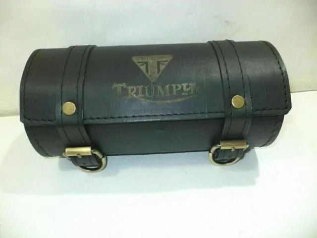 Nuova borsa porta attrezzi Triumph incisa in pura pelle di colore nero
