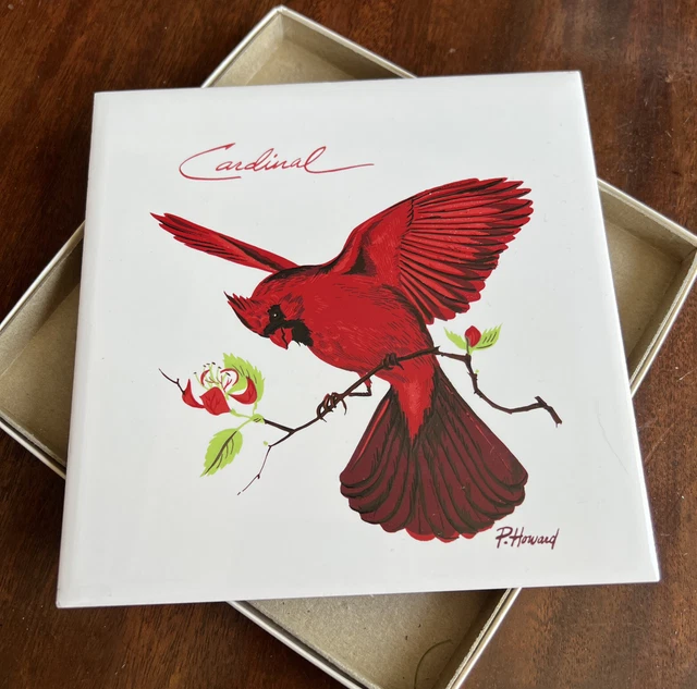 Screen Craft P Howard Cardinal Tile Trivet 6x6 Inches Cork Back Wall Decor