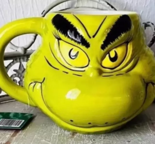 16oz Grinch Coffee Mug Sculpted  Ceramic Cup