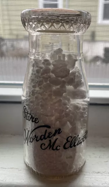 Vintage WORDEN MC ELLIGOTT ACL Half Pint Milk Bottle Waterbury, Connecticut