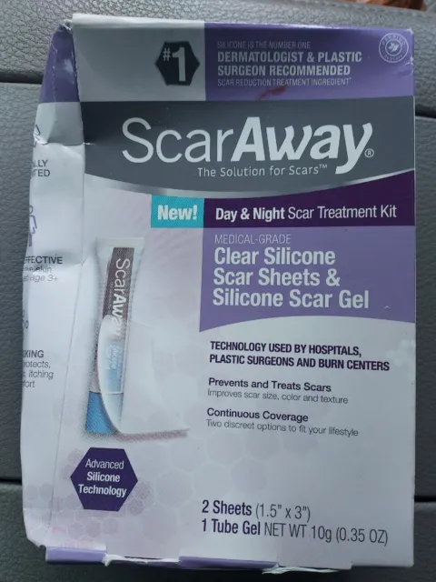 ScarAway Scar Treatment Kit 2 Silicone Scar Sheets & Silicone Scar Gel SEE PHOTO