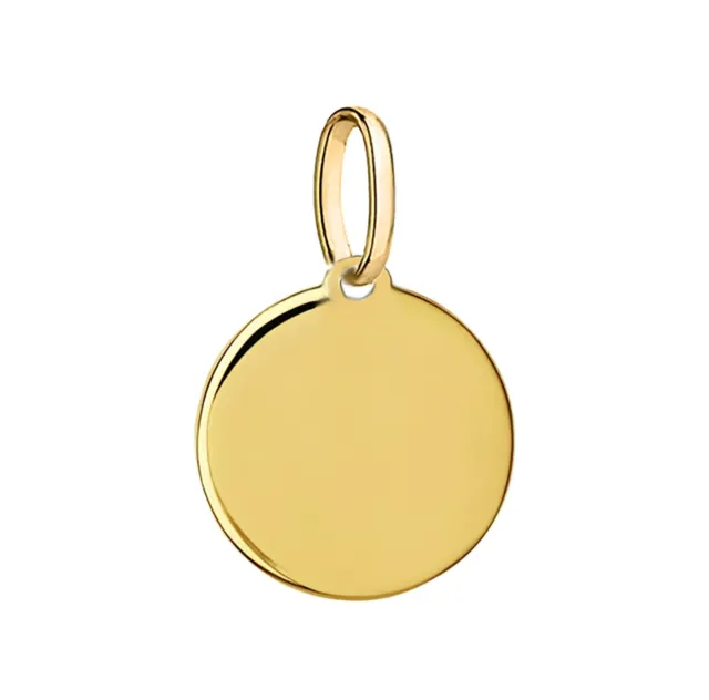 10K Gold Pendant Round Engravable Circle Disc Charm for Necklace 8mm/0,31inch