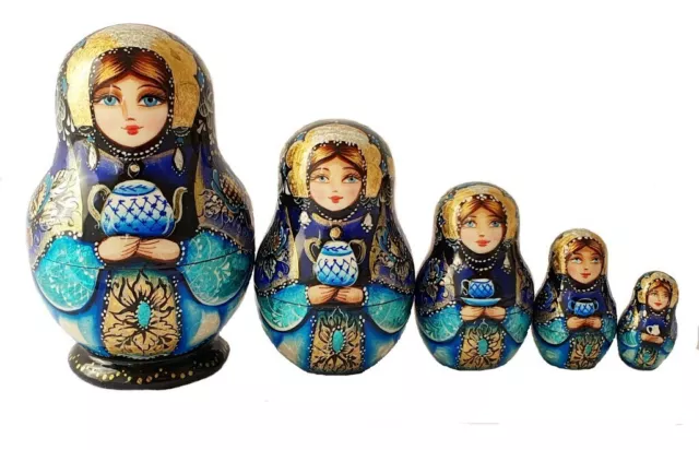 Mini Poupées Russes Emboîtables Matriochka Peinte A La Main - Bienvenue