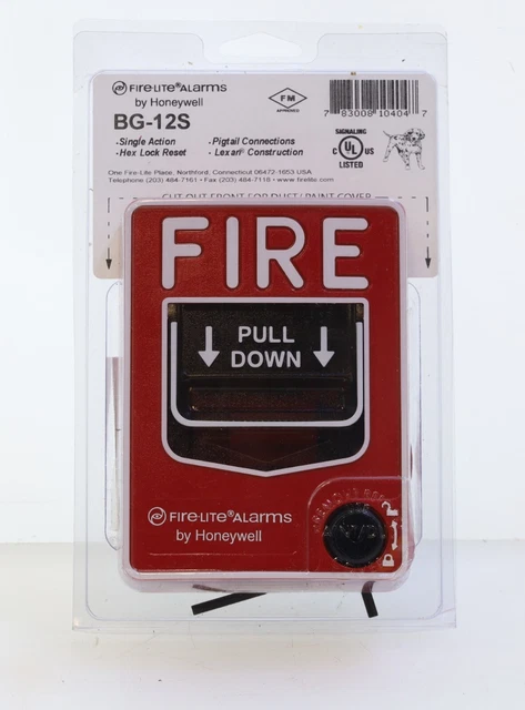 FIRE-LITE Honeywell BG-12S Single Action Fire Alarm Pull Station, Hex Lock