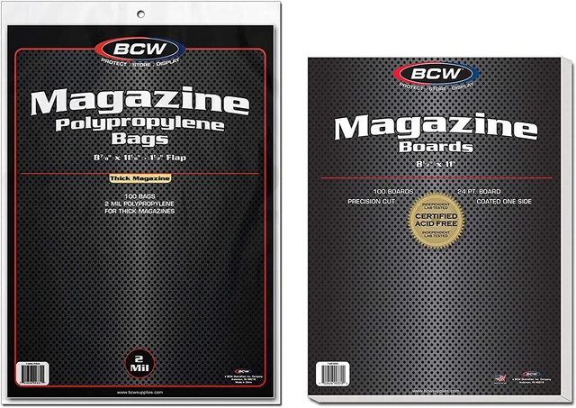 BCW Thick Magazine Bags and Backing Boards - 100 Ct