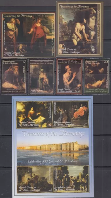 GRENADINES Sc # 2507-13 CPL MNH SET of 4, SHEET of 4 + 2 S/S BIBLICAL PAINTINGS