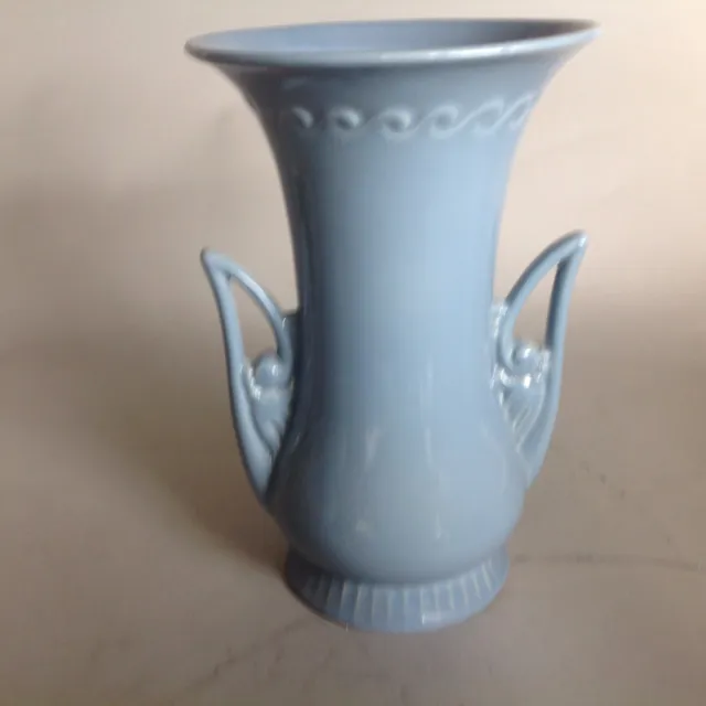 Vintage Abingdon USA - #115 Blue Double-Handled 10” Vase Urn Deco Mid Century