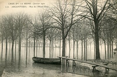 CARTE ARGENTEUIL CRUE de la Seine Janvier 1910 Rue de l'Hôtel Dieu EUR