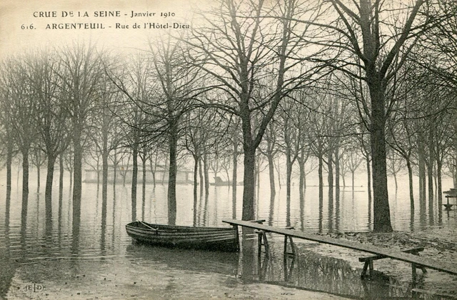 Carte ARGENTEUIL Crue de la Seine Janvier 1910 Rue de l'Hôtel Dieu