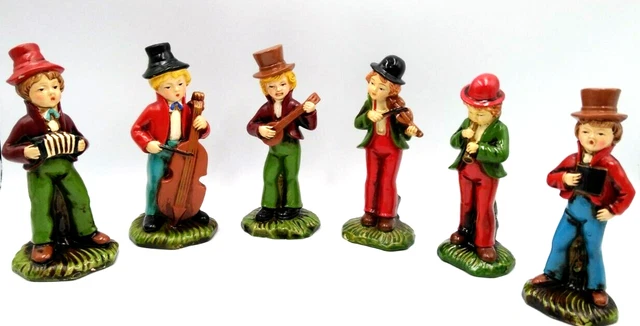 Vintage Porcelain 6" Hand-Painted Street Band Musician Figurines Band w/ Singer