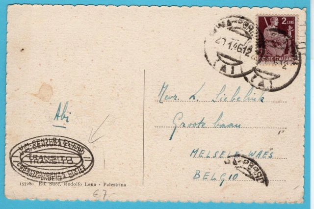 ITALY PPC 1946 Rome with  Allied censor to Belgium