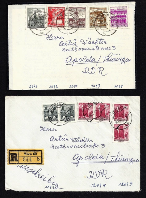Österreich  2 Bedarfsbriefe  nach Thüringen 1965 - echt gelaufen! RECO 844