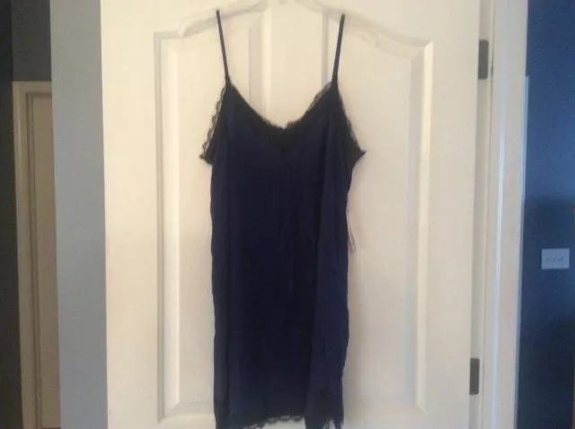 Express Womens Purple with Black Lace Trim Slip Dress Size Large. NWT