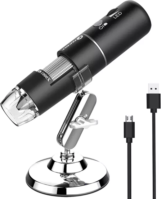 Wireless Digital Microscope HD Camera 50X-1000X Magnification Stand Phone Adapt