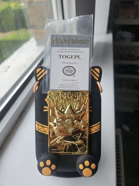 23 karat gold pokemon card togepi 1999 Nintendo Pokemon 23K Gold Plated Trading CardTOGEPI Pokeball
