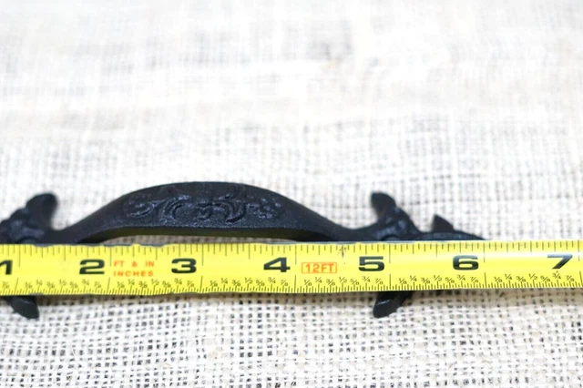4 Cast Iron Black Handles Gate Pull Shed Door Barn Handle Fancy Drawer Pulls 8