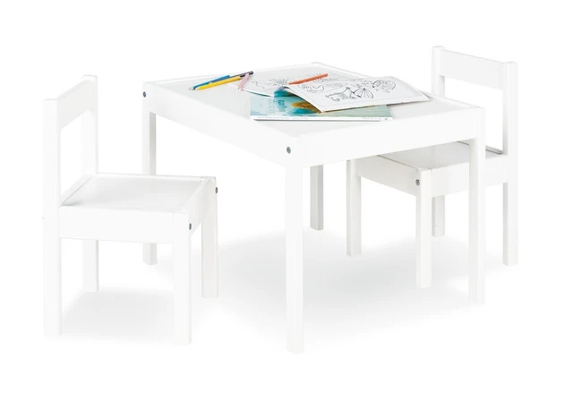 Baby Vivo Ensemble Table D'Activités + 2 Chaises En Bois – Set Enfant Multifonction Avec Plateau Tournant