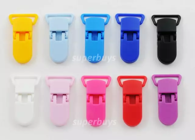 10pc Plastic Suspender Clips Buckles Ribbon Bib Pacifier Webbing Straps KAM MC