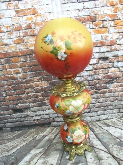 Vtg Victorian 3 Tier L. G. Wright 36" Parlor Banquet Gwtw Fenton Elect Lamp