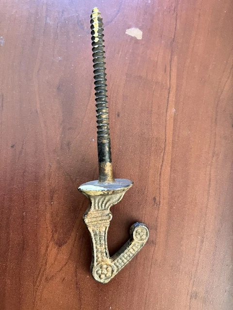 Antique Victorian  Cast Iron Eastlake Ornate Ceiling Hook  7-1/2" Long