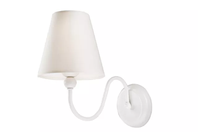 Landhaus Wandlampe Stoff Schirm Weiß MADISYN Schlafzimmer Wohnzimmer Wandleuchte