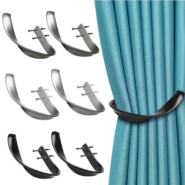 Vintage Aluminum Set Alloy Curtain Tiebacks Drapery Holdbacks, Window Hooks