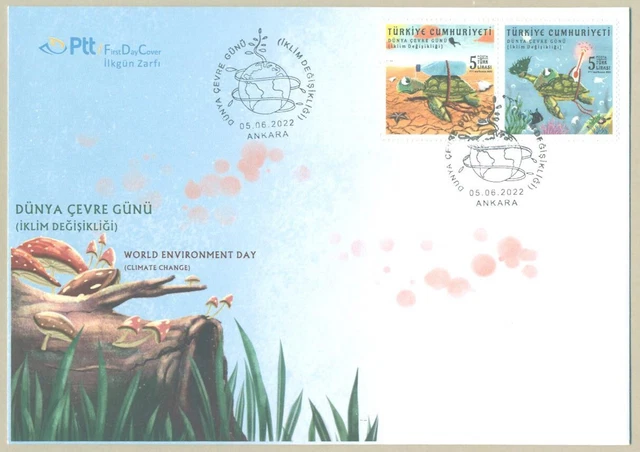 Turkey 2022 Mnh Fdc World Environment Day Climate Change Turtle First Day Cover