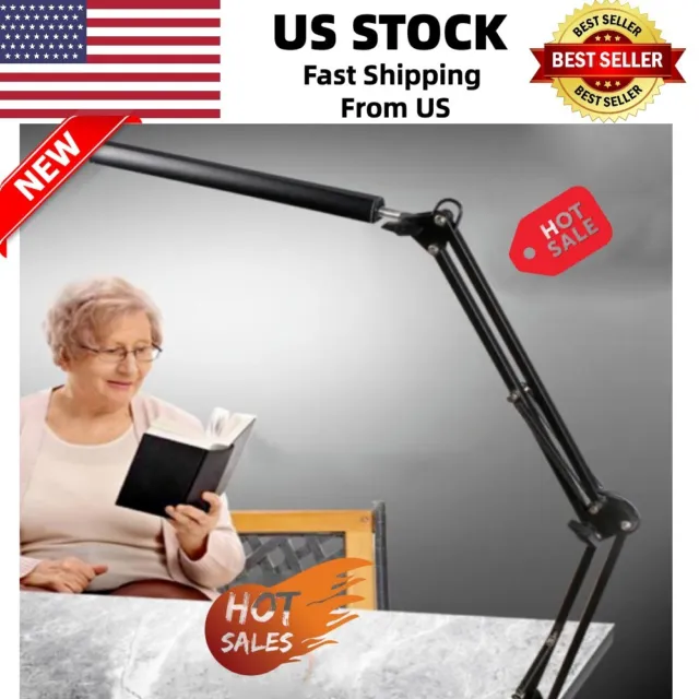Adjustable LED Desk Lamp Reading Light with Clamp Metal Swing Arm Table Light