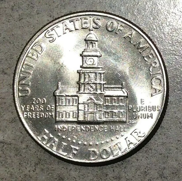 1776 - 1976 US Half Dollar Bicentennial "D" Coin - Independence Hall & Kennedy