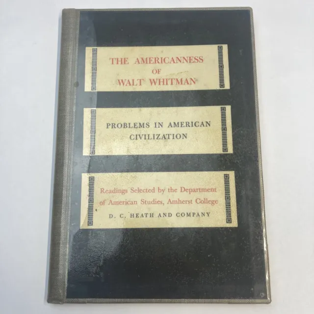 American Studies The Americaness of Walt Whitman Amherst College Book Ex Lib