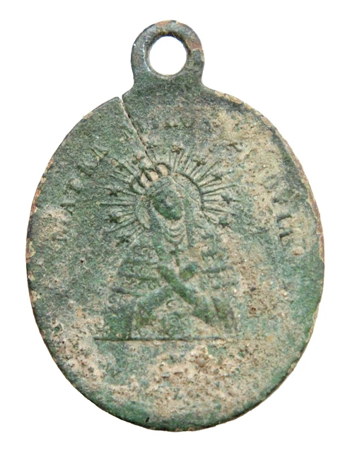 Antique Old Catholic Bronze Medallion Pendant 1.85 gram