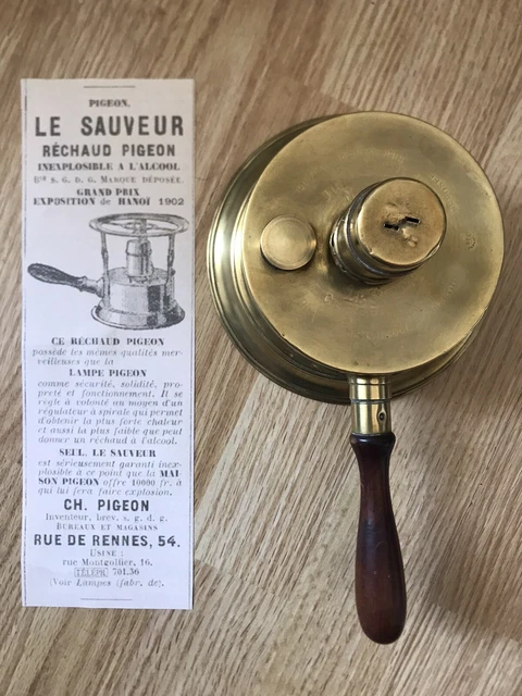 ANCIEN RECHAUD LE SAUVEUR à alcool PIGEON INVENTEUR inexplosable