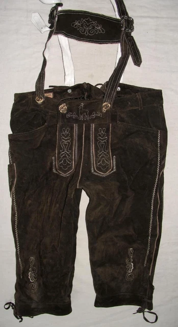 "SCANDALO"" uomo - costume tradizionale - ginocchio - PANTALONI IN PELLE pantaloni folcloristici eleganti oliva circa 52"