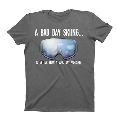 A Bad Day Skiing Mens Organic Ski T-Shirt Gift Christmas Funny Clothing Tee