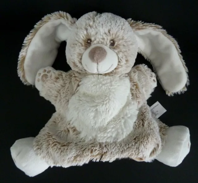 *. DOUDOU PLAT MARIONNETTE TEX BABY LAPIN BLANC BEIGE MARRON CHINé EMPREINTES