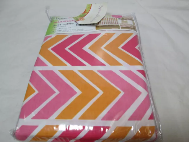 NEWFarralon Brands True Baby SUNSHINE Crib Dust Ruffle Bedskirt ~ Pink, Gold NIP