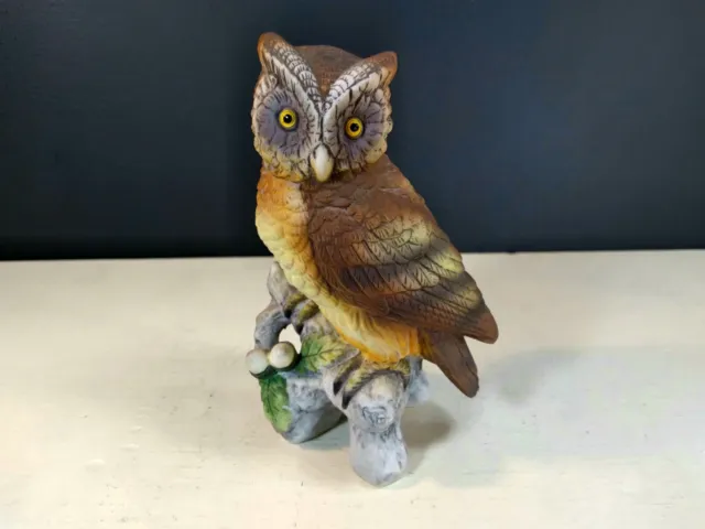 Vintage Lefton Bisque Owl Bird Figurine KW 121 Japan Hand Painted MCM Ceramic