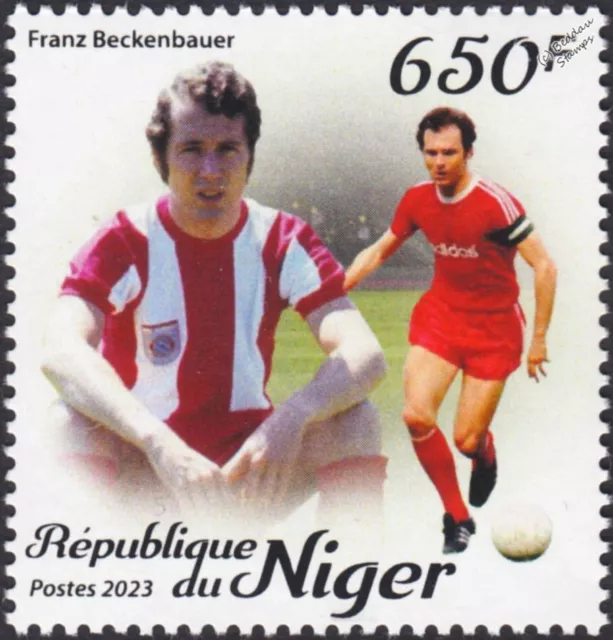 FRANZ BECKENBAUER Der Kaiser Bayern Munich Footballer Football Stamp 2023 Niger