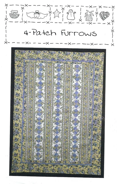 Patrón de edredón de surcos de 4 parches (70"" x 99") de Quilt Country QC142 edredón a rayas