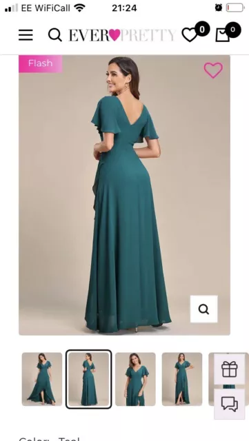 Womens Size 14 Ball Gown Prom Bridesmaid Chiffon Dress Wedding Guest Teal