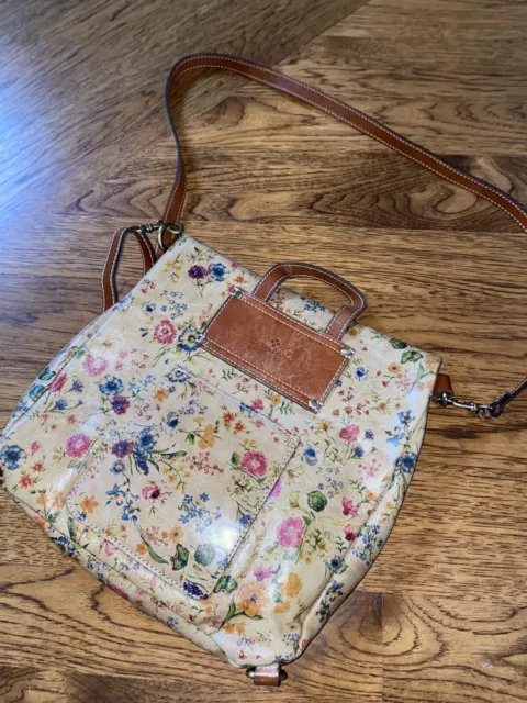 Patricia Nash Convertible Leather Backpack Crossbody Brown Floral Purse Luzille