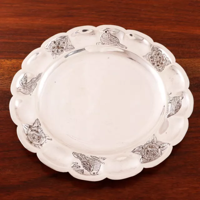 Heavy Maciel Style Mexican Handwrought Sterling Silver Floriform Cracker Plate