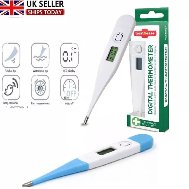 Baby Adult Digital Thermometer Medical LCD Audible Alarm Oral Ear Body Arm Fever