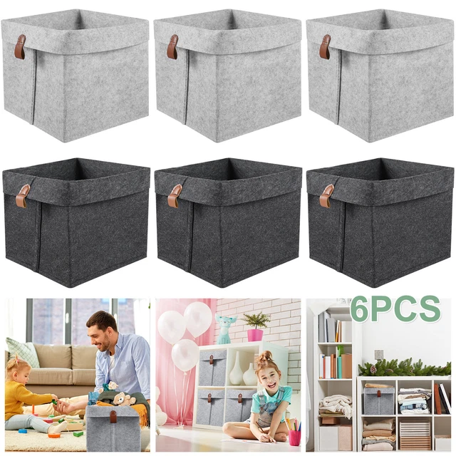 6PCS CLOTHES STORAGE Shoes Cubes Collapsible Felt Hanging Bins Baskets