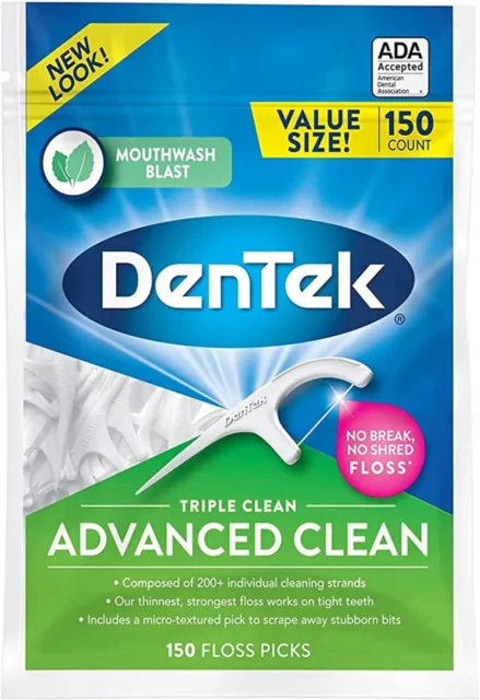 DenTek Triple Clean Advanced Floss Picks, No 150 Count (Pack of 1)